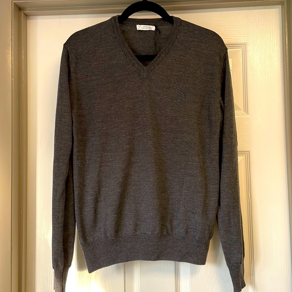 Versace Collection Gray V-neck Sweater